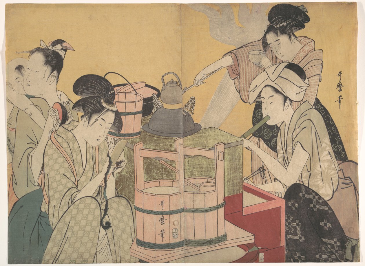 Kitchen Scene by Kitagawa Utamaro