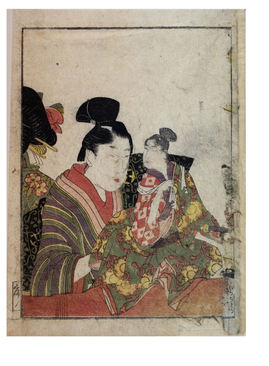 Marionette scenes with male and female manipulators by Kitagawa Utamaro