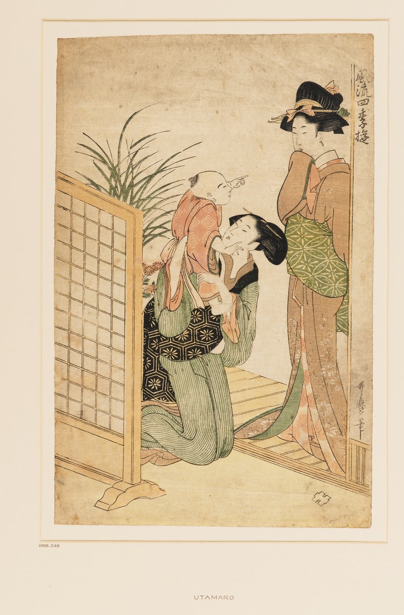 Mother, child, and nurse, c.1790 (nishiki-e woodblock print) by Kitagawa Utamaro