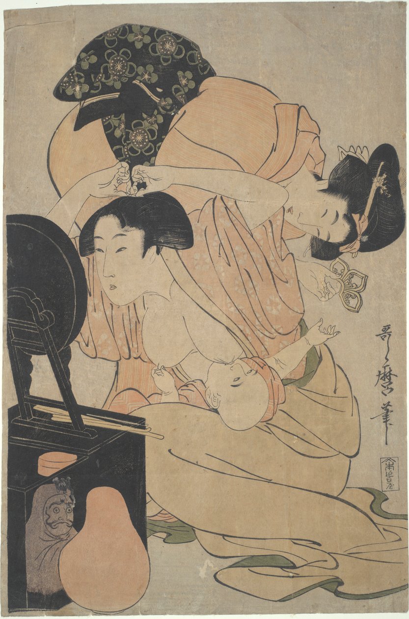 Mother with Nursing Baby and Attendant by Kitagawa Utamaro