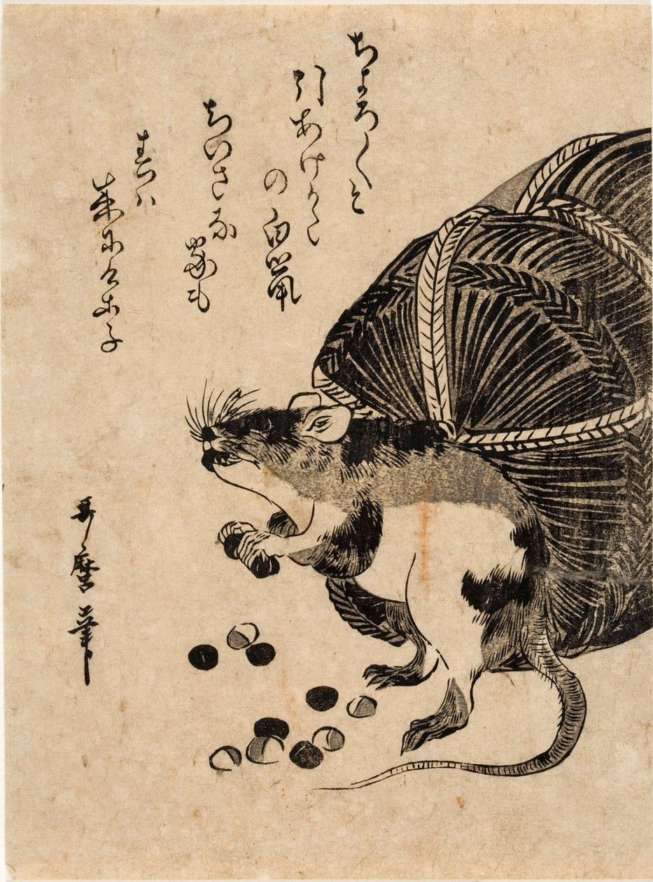 Mouse with a Sack of Rice by Kitagawa Utamaro