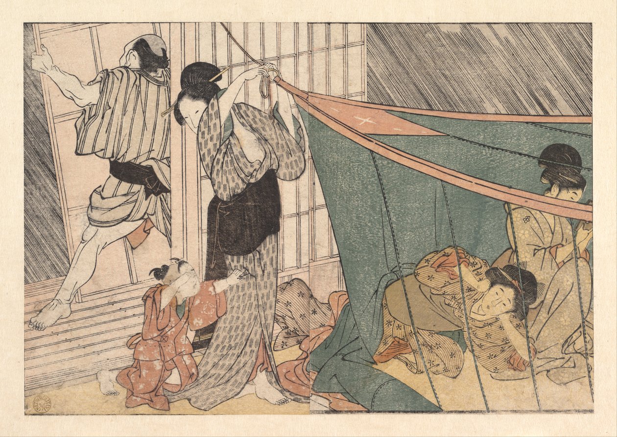 The Coming Thunderstorm, from the illustrated book Flowers of the Four Seasons by Kitagawa Utamaro