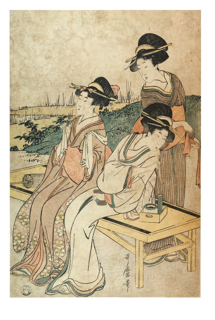 Three women in landscape, at leisure, c.1800-1801 by Kitagawa Utamaro