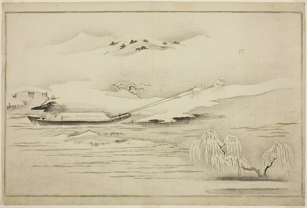 Towing a Barge in the Snow, from the album The Silver World by Kitagawa Utamaro