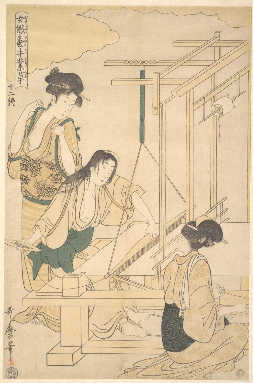 Women Weaving Silk Cloth by Kitagawa Utamaro