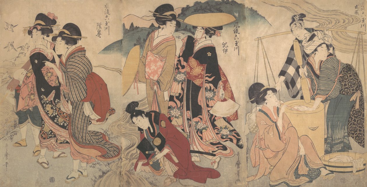 Women and a Man in the Country, Some Pageant by Kitagawa Utamaro