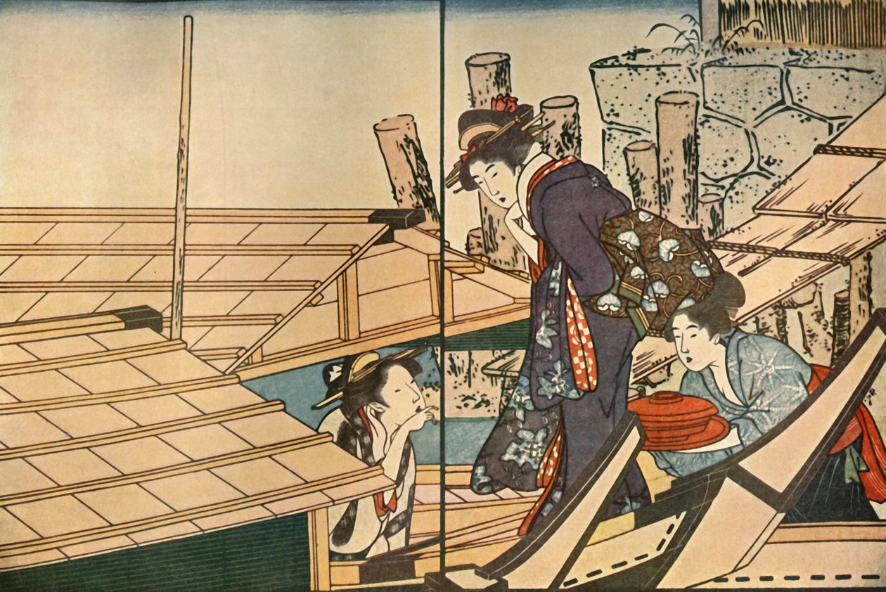 Women on a Boat by Kitagawa Utamaro