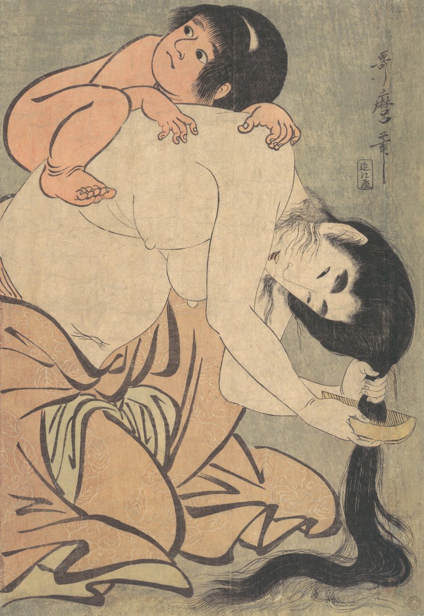Yamauba Combing Her Hair, and Kintoki by Kitagawa Utamaro