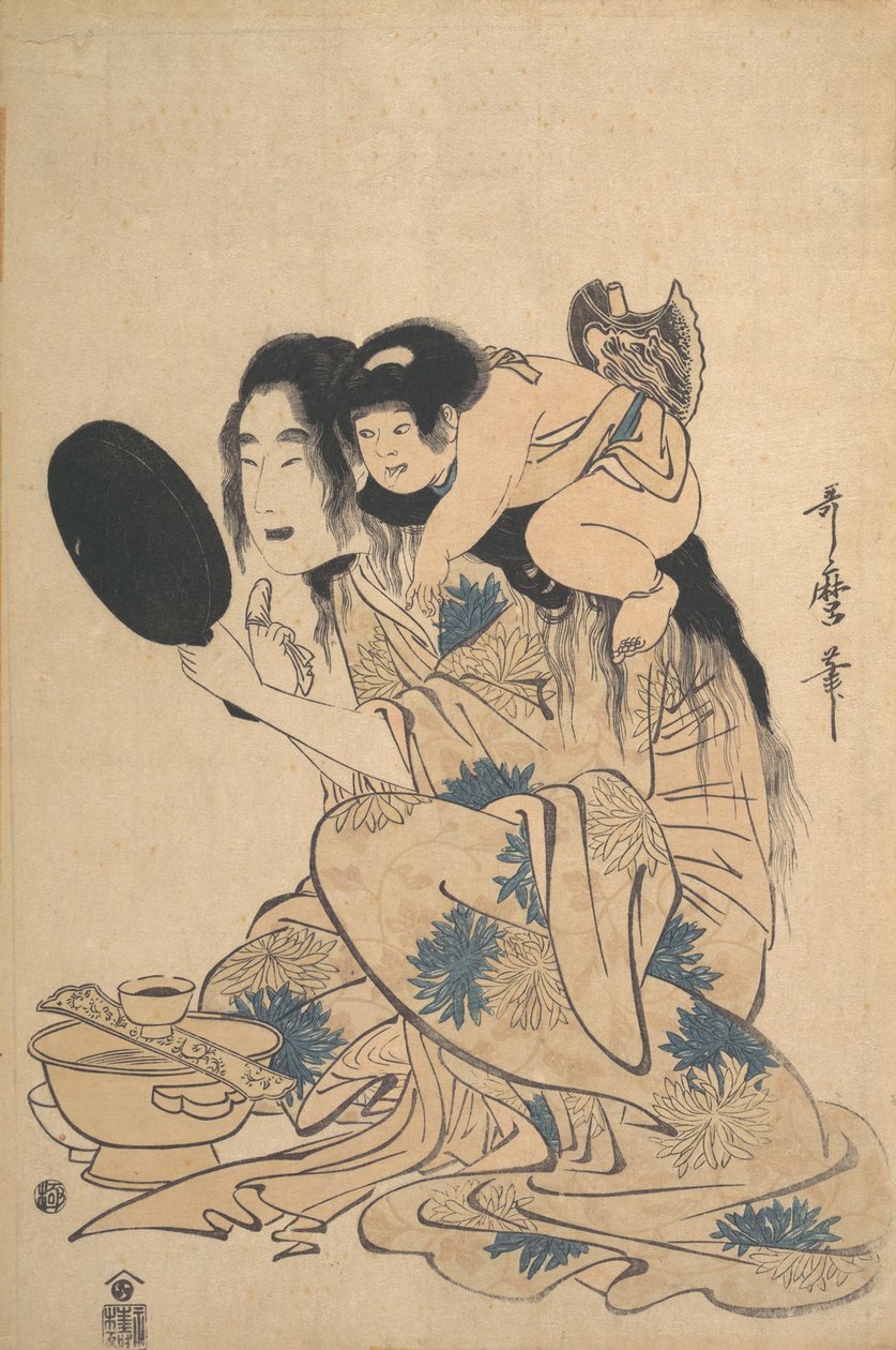 Yamauba Blackening Her Teeth and Kintoki by Kitagawa Utamaro