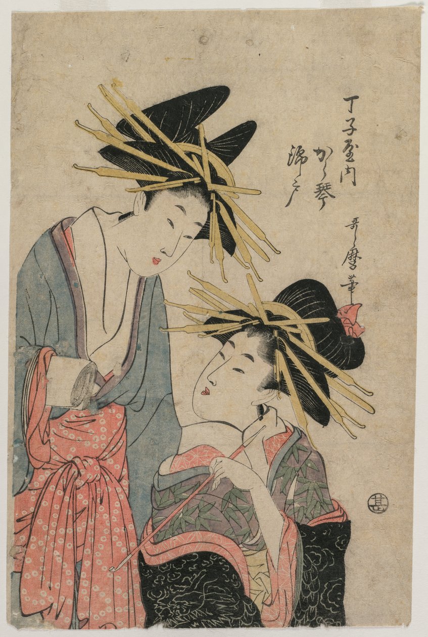 The Courtesans Karagoto and Nishikido of Chojiya by Kitagawa Utamaro II