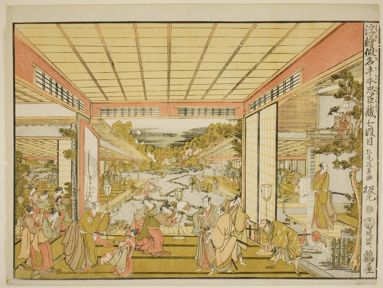Act VII (Shichidanme), from the series "Perspective Pictures of the Storehouse of Loyal Retainers (Uki-e kanadehon Chushingura)" by Kitao Masayoshi