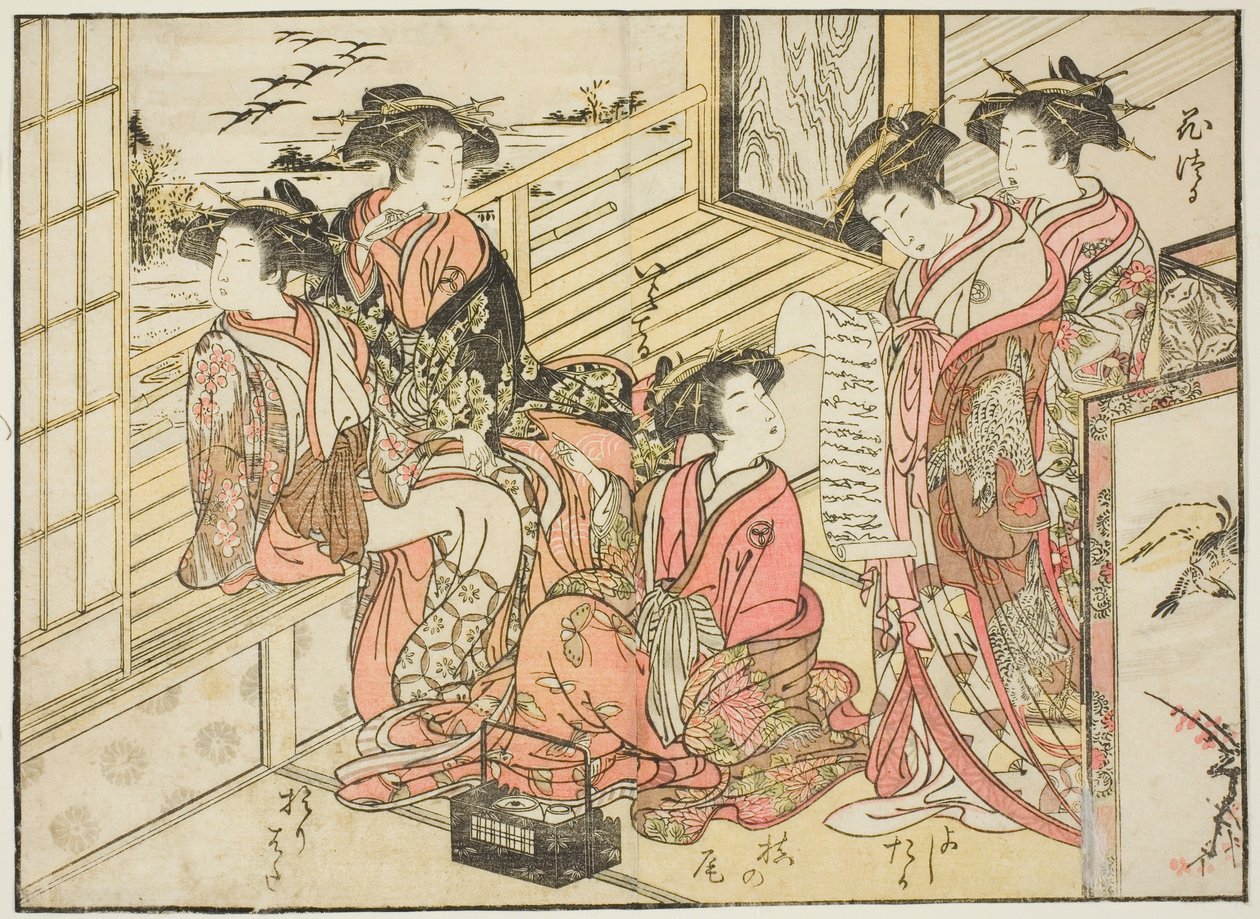 Courtesans of Okamoto, from the book "Mirror of Beautiful Women of the Pleasure Quarters," vol. 2 by Kitao Shigemasa
