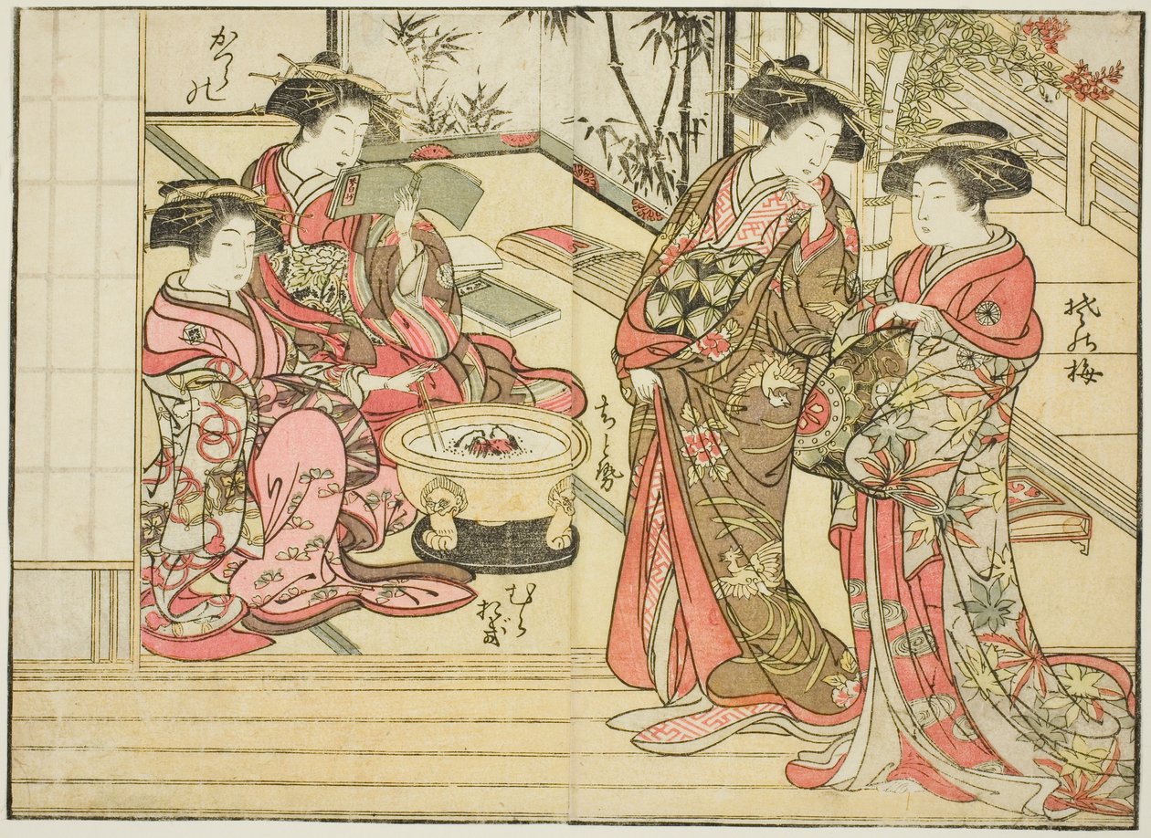 Courtesans of Otawaraya, from the book Mirror of Beautiful Women of the Pleasure Quarters, vol. 2 by Kitao Shigemasa