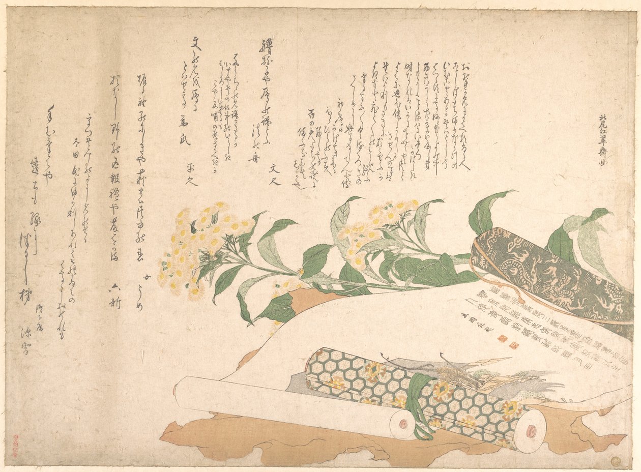Daisies and Two Makimono by Kitao Shigemasa