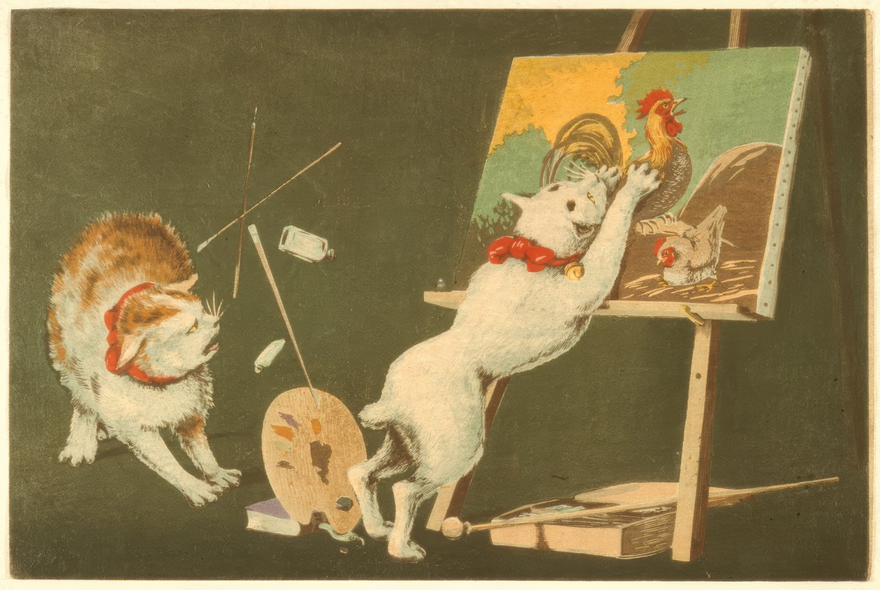 Cats and Canvas by Kiyochika Kobayashi