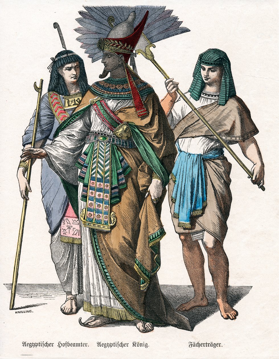 Egyptian King and Male Attendants, Mid 19th Century by Knilling
