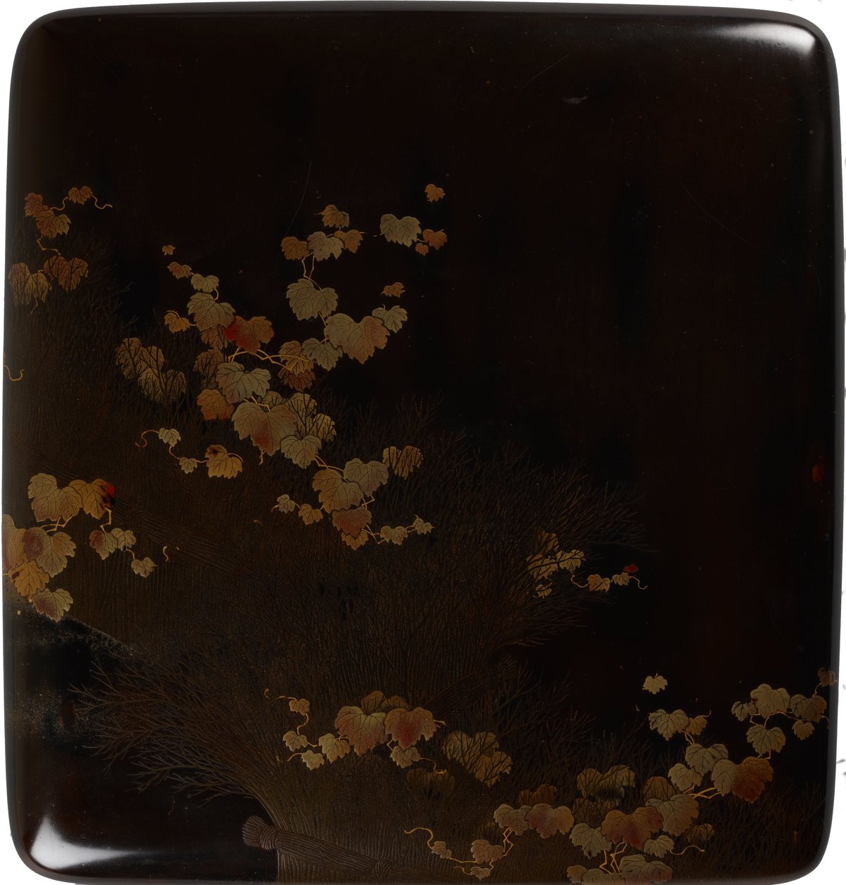 Writing Box, Ivy and Brushwood Fence Design in Maki-e Lacquer by Koma Kyui