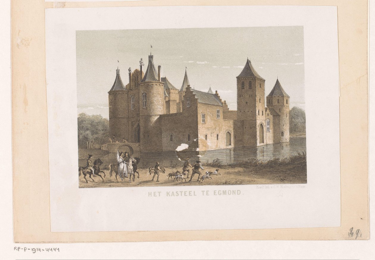 View of Egmond Castle by Koninklijke Nederlandse Steendrukkerij van C.W. Mieling