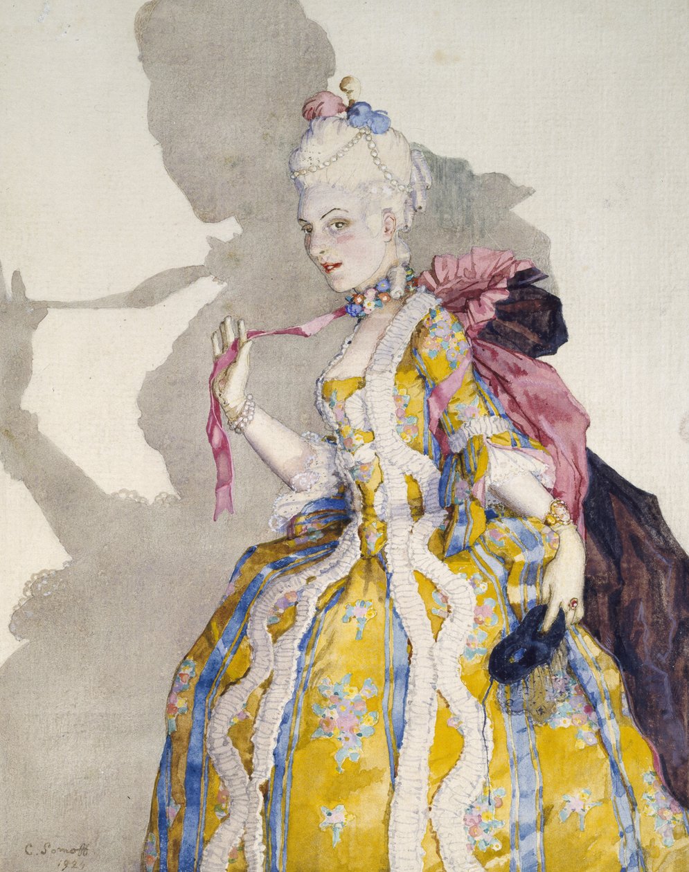 Design for a Costume of a Marquise for the Ballerina Tamara Karsavina, 1924 by Konstantin Andreevic Somov