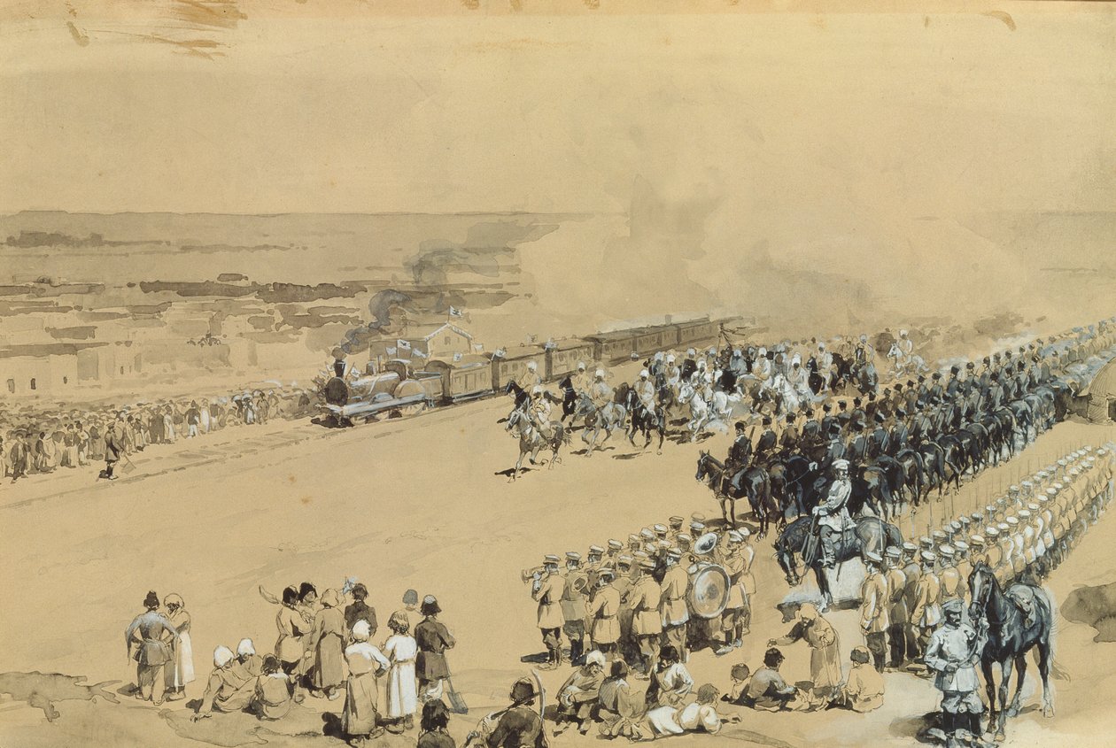 The First Train, 1883 by Konstantin Apollonovich Savitsky