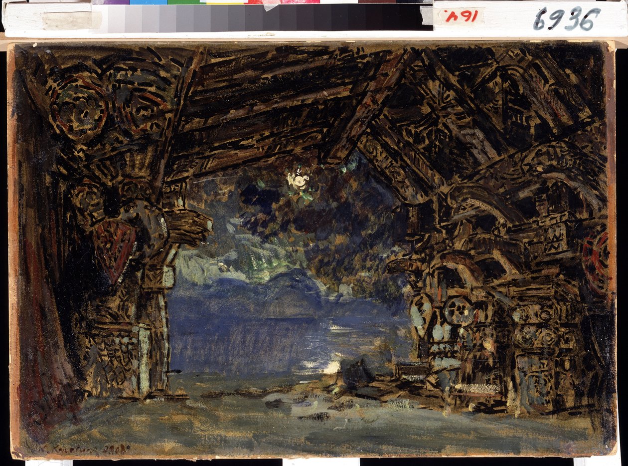 Stage Design for the Opera The Twilight of the Gods by R. Wagner by Konstantin Alekseevich Korovin