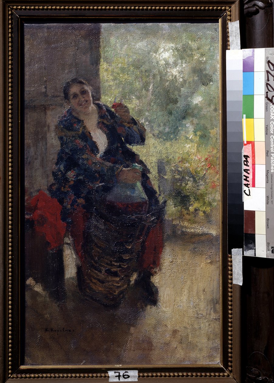 A Landlady, Woman with a Glass of Wine by Konstantin Alekseevich Korovin