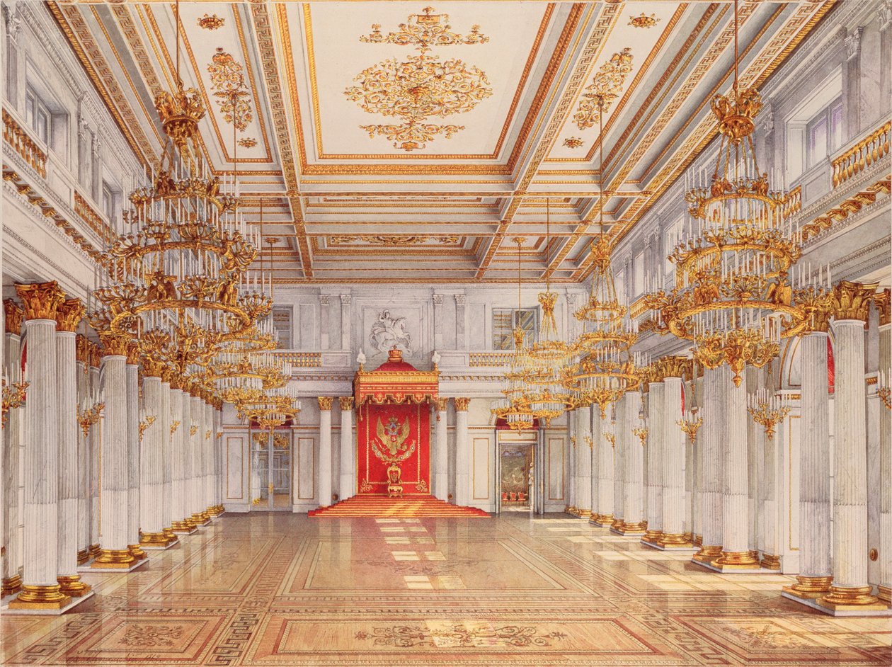 The George Hall, Great Throne Hall, of the Winter Palace in St Petersburg by Konstantin Andreyevich Ukhtomsky