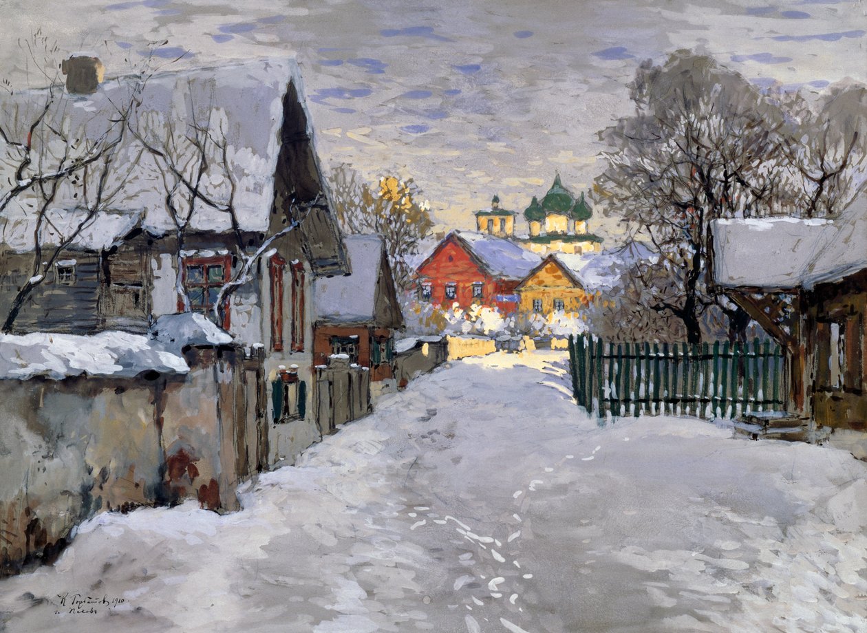 Winter night, a corner of Pskov by Konstantin Ivanovich Gorbatov