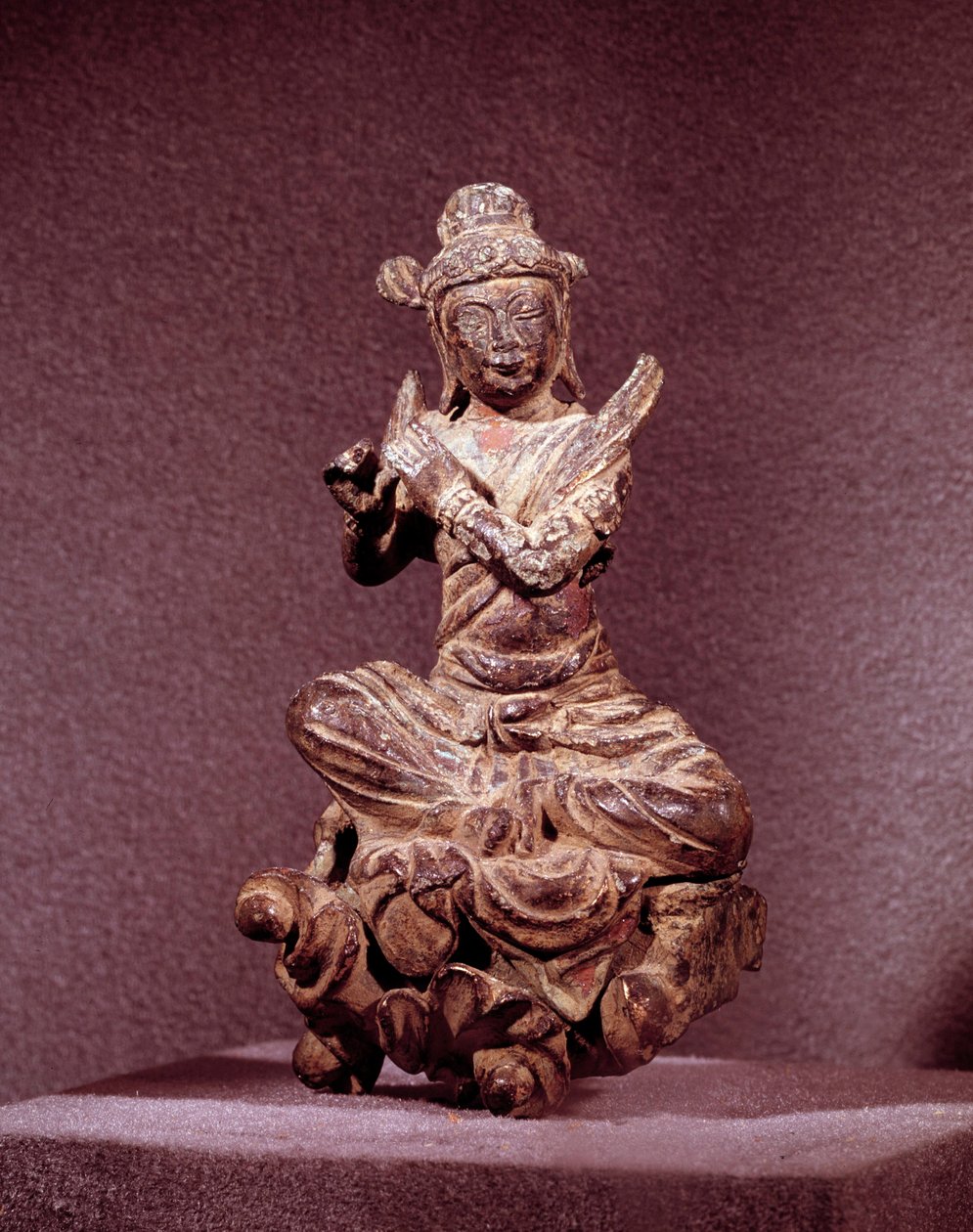 Korean art: representation of an Apsara in golden bronze, being Celeste. Silla period (7th-10th century). National Museum of Korea by Korean School
