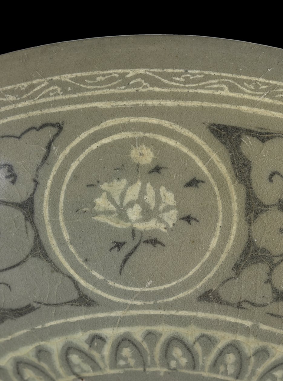 Bowl with cranes and clouds by Korean School
