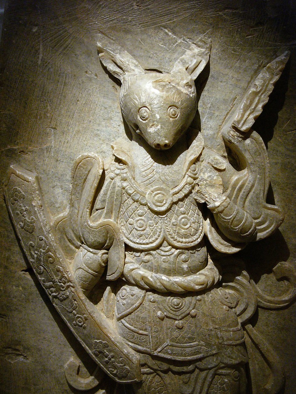Grave Ornament, Zodiac Rabbit on Agalmatolite, 8th Century, Korea by Korean School