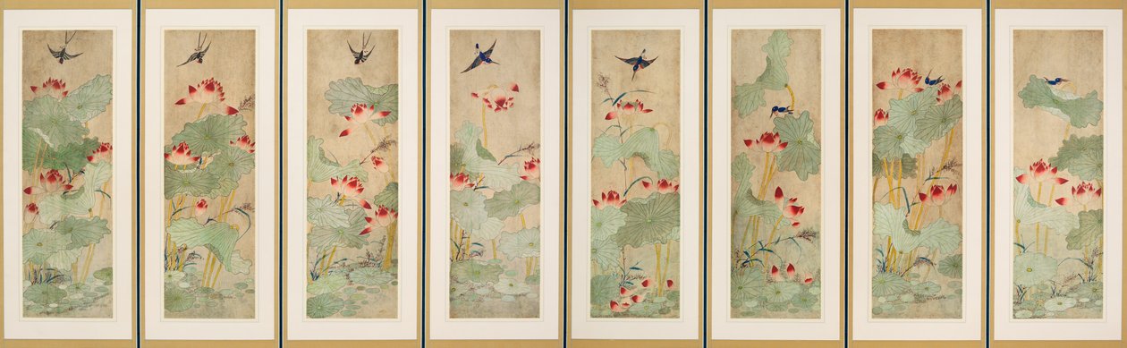 Lotus Flowers and Birds by Korean School
