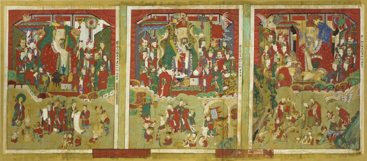 Three of the Ten Kings of Hell by Korean School