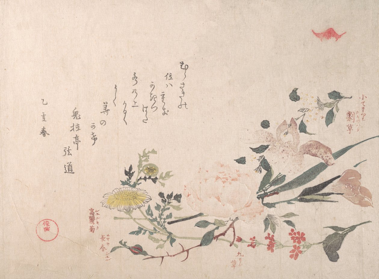 Rose, Iris, Primrose and Daisy, 1815 by Kubo Shunman
