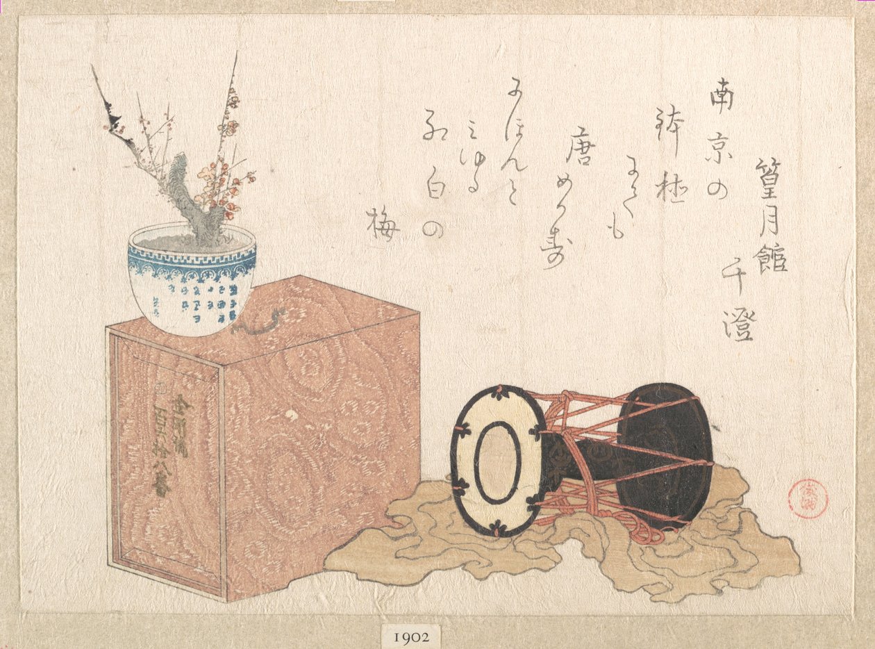 Still Life: A Drum and a Bookcase for the Noh Dance by Kubo Shunman