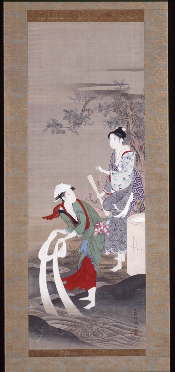 Two Beauties at the Tamagawa (Crystal River) in Mishima by Kubo Shunman