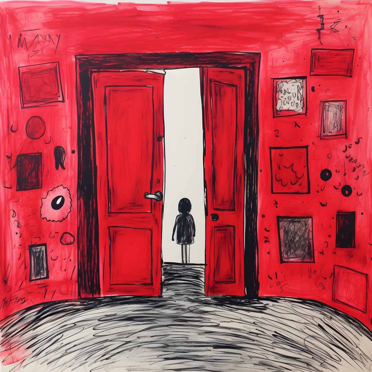8-year-old girl drawing a red door in her bedroom 4 by Kurt Heppke