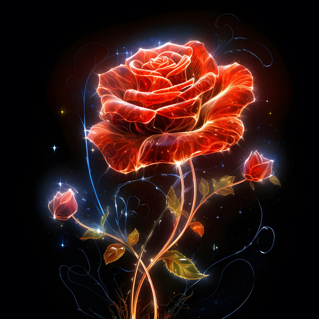 A Sketch of a Blooming Red Rose, with Only One Bloom and Some Detailed Lines 4 by Kurt Heppke