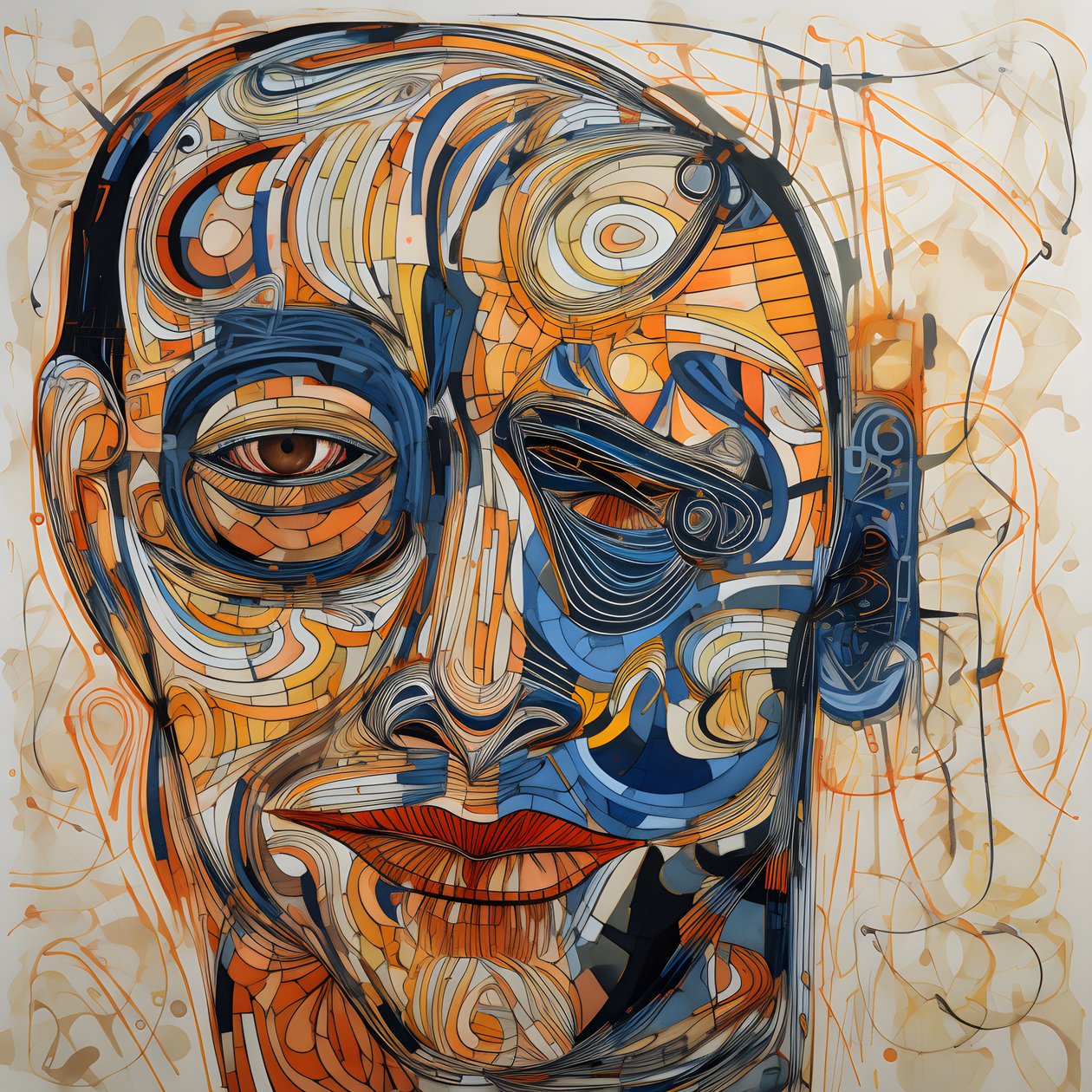 Face, Spiral for Eyes and a Bird for the Nose 3 by Kurt Heppke