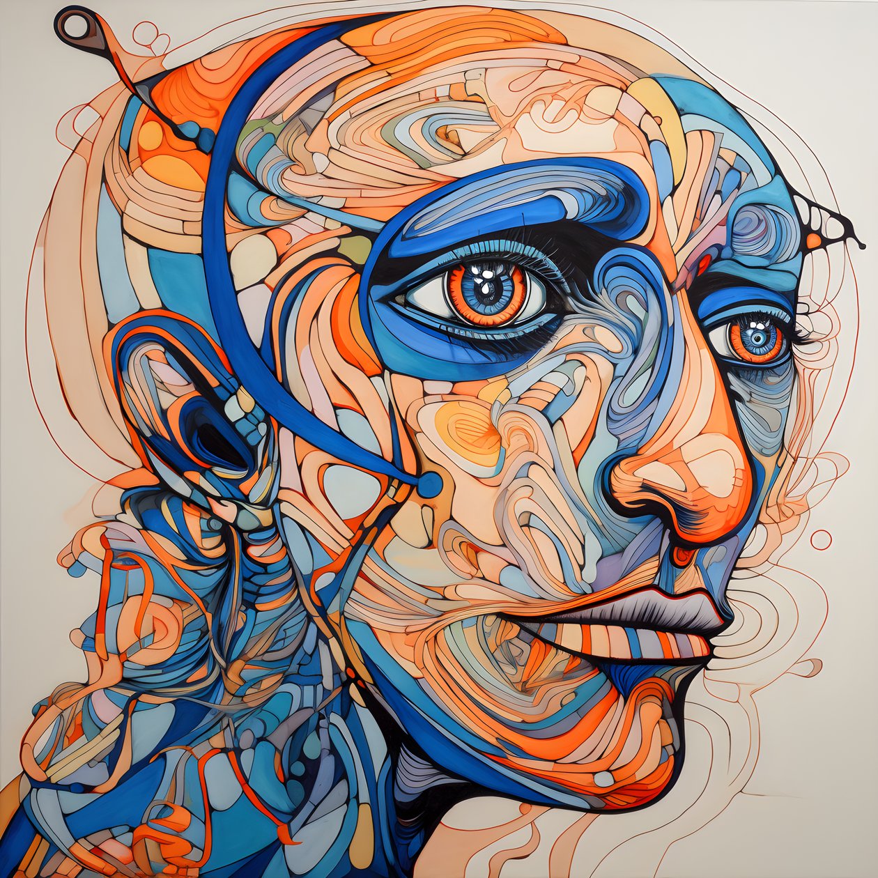 Face, Spiral for Eyes and a Bird for the Nose 4 by Kurt Heppke