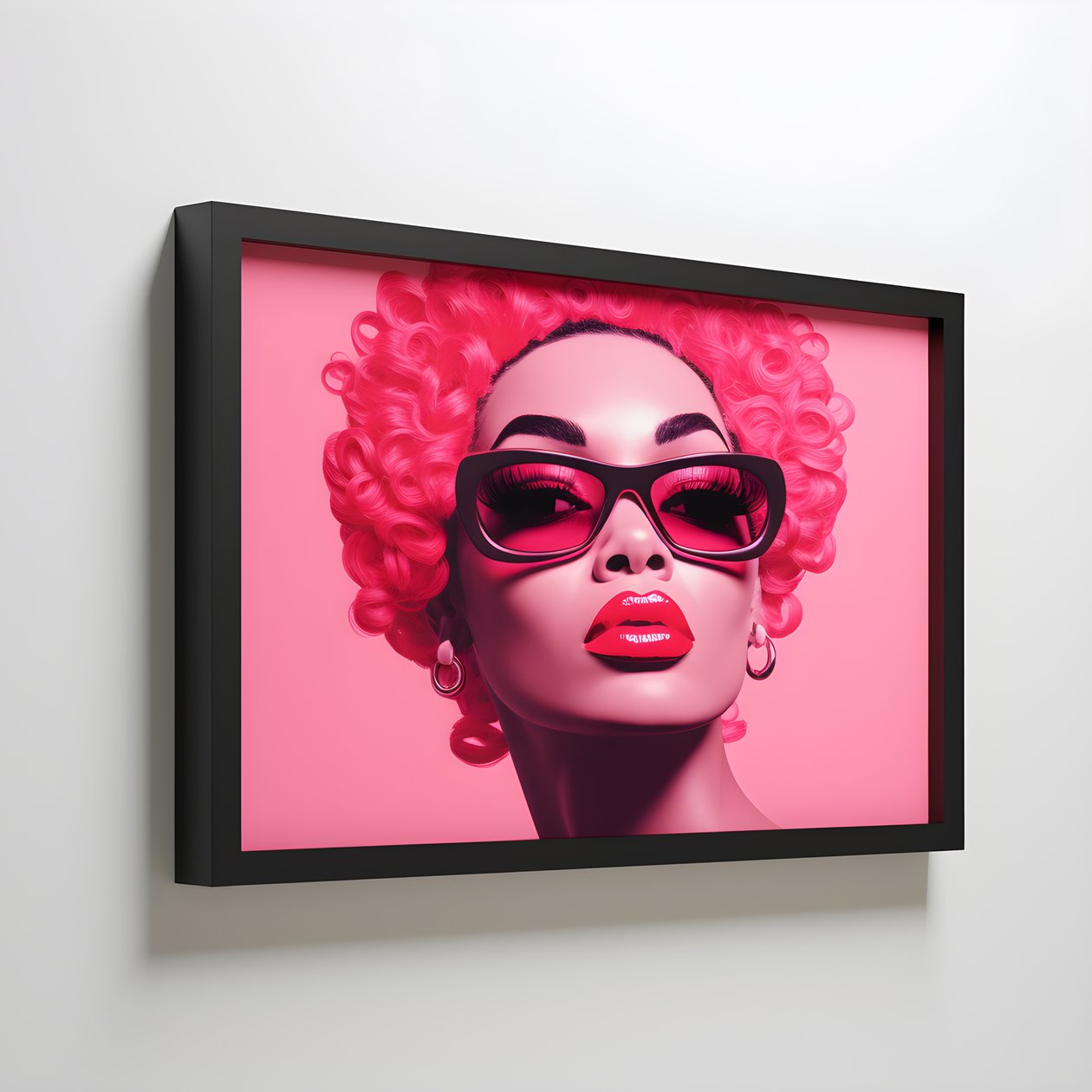 Artwork of a Black Woman in a Pink Wooden Frame Proclaiming She Is Strong 1 by Kurt Heppke