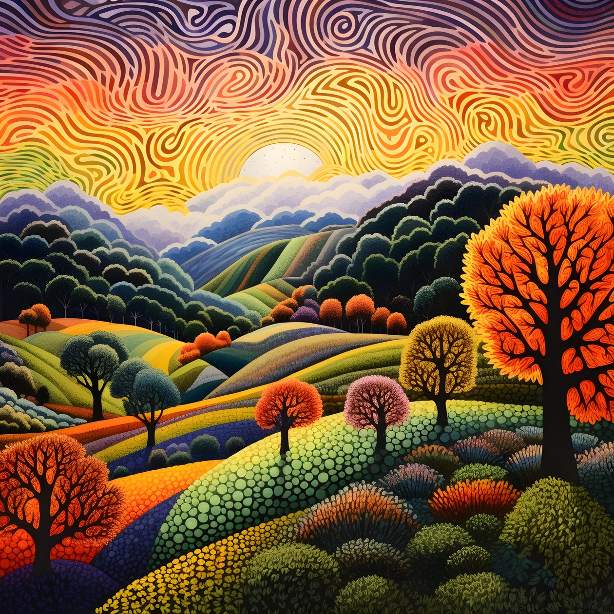 Landscape with Trees and Hills 2 by Kurt Heppke