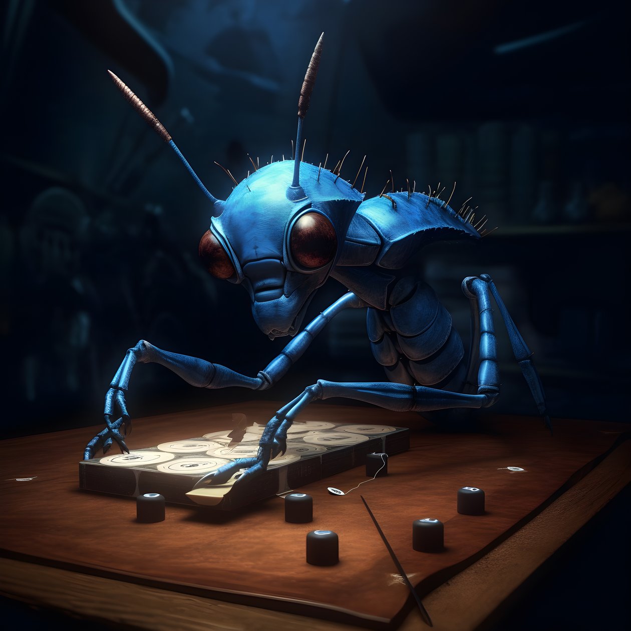anthropomorphic wild ant with eyebrows and blue eyes 2 by Kurt Heppke