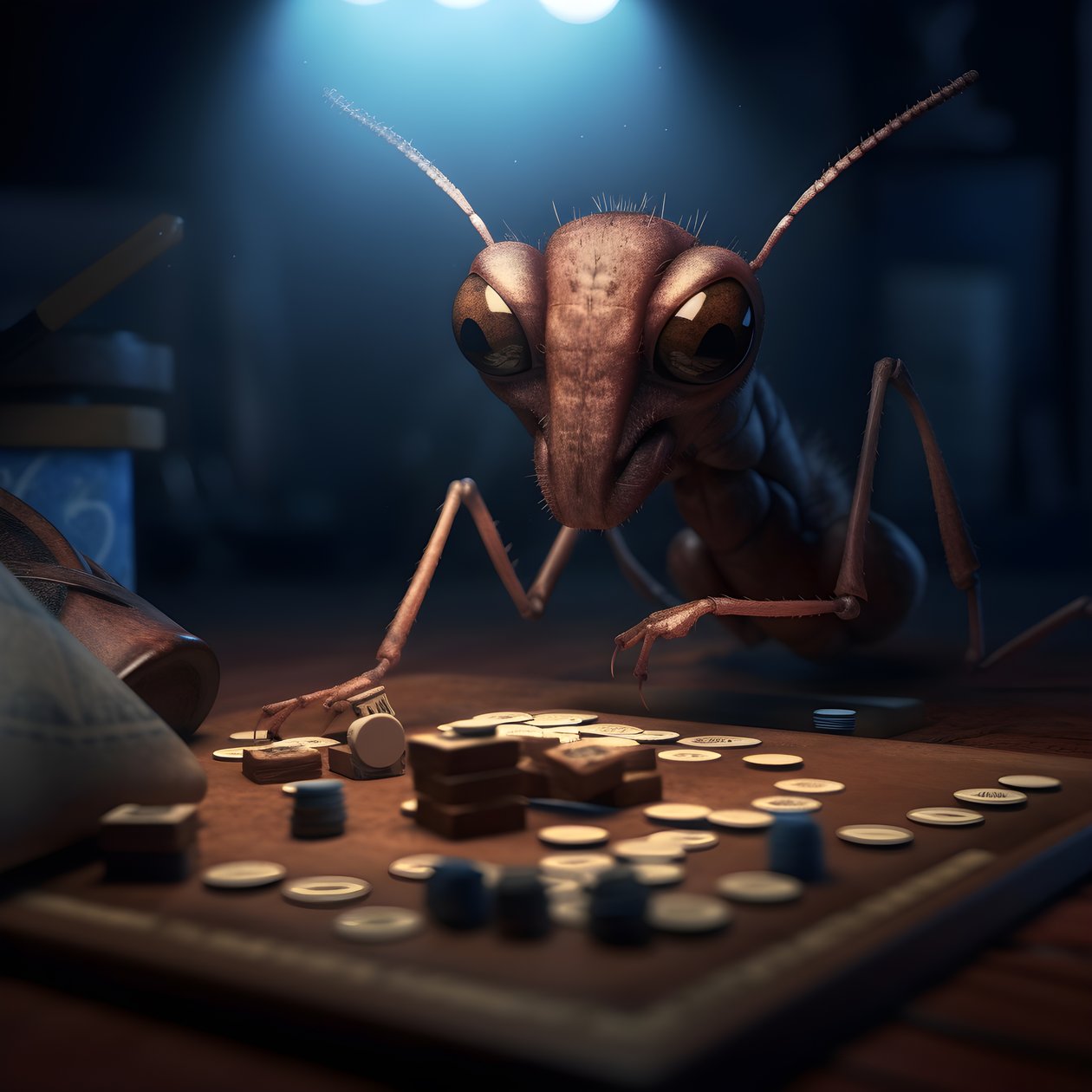 anthropomorphic wild ant with eyebrows and blue eyes 3 by Kurt Heppke