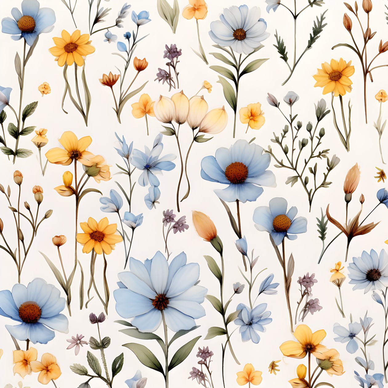 Watercolor Boho Floral Wildflowers 2 by Kurt Heppke