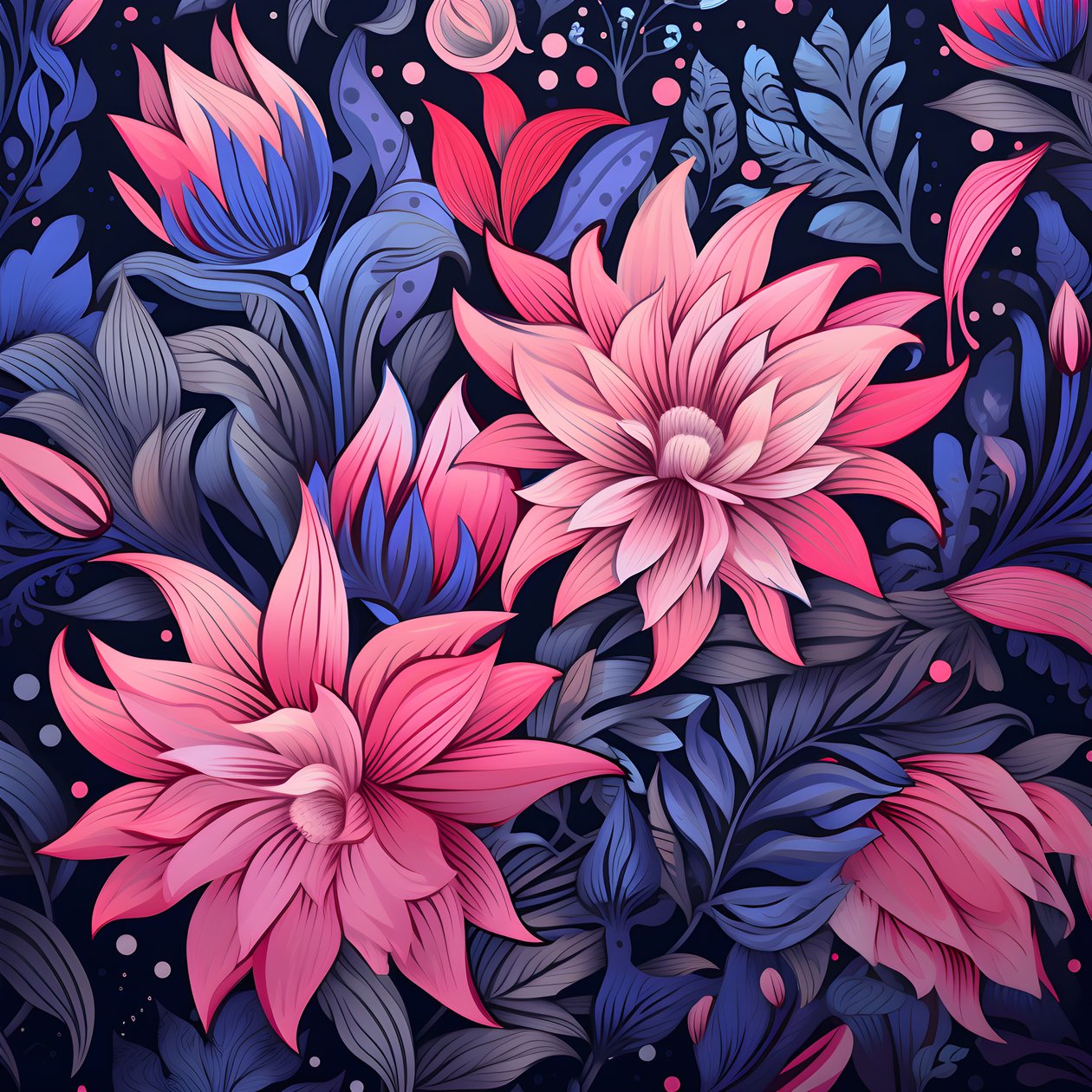 A Bouquet of Flowers in Pink and Blue 1 by Kurt Heppke