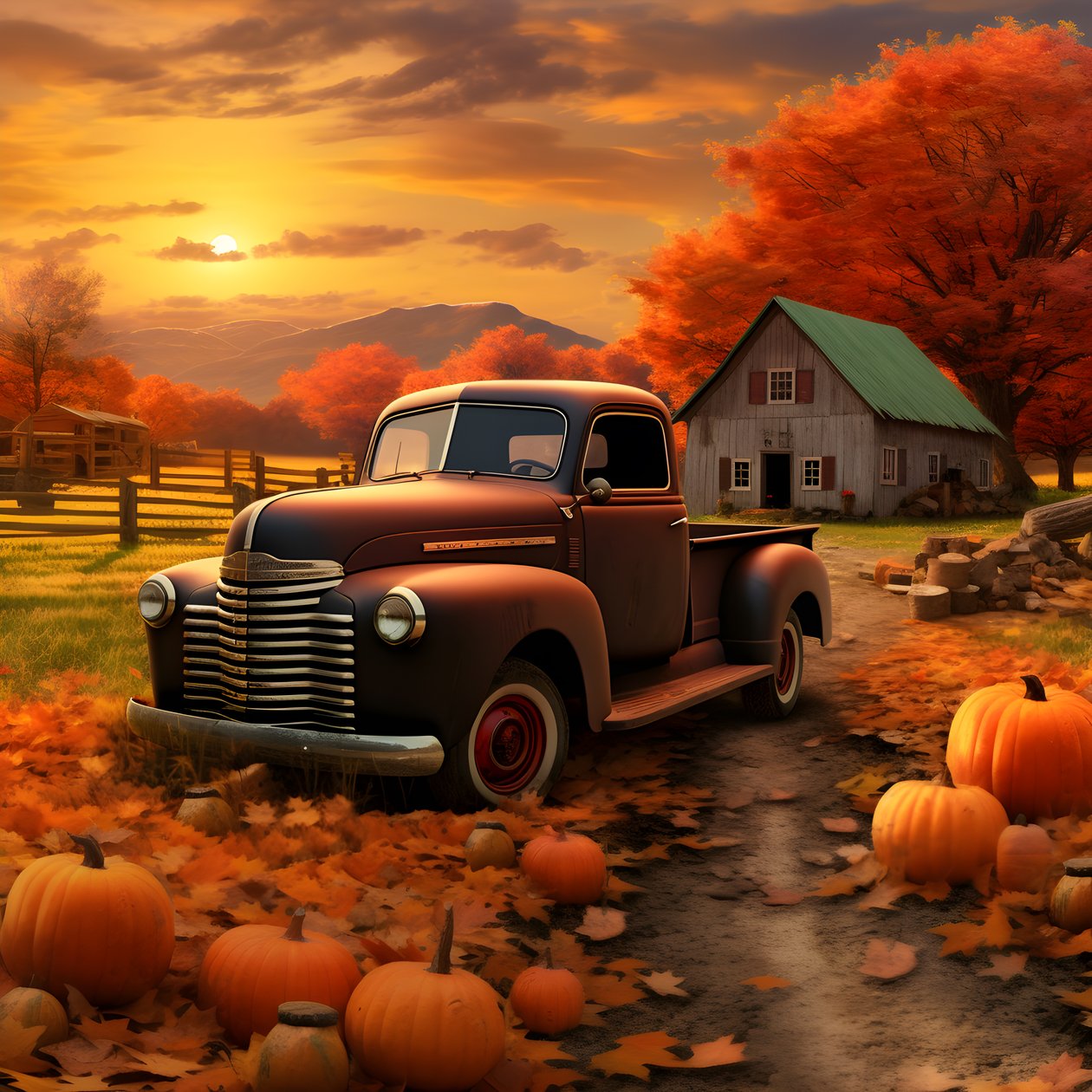 An Old Pickup Truck at an Autumn Sunset Evening 3 by Kurt Heppke
