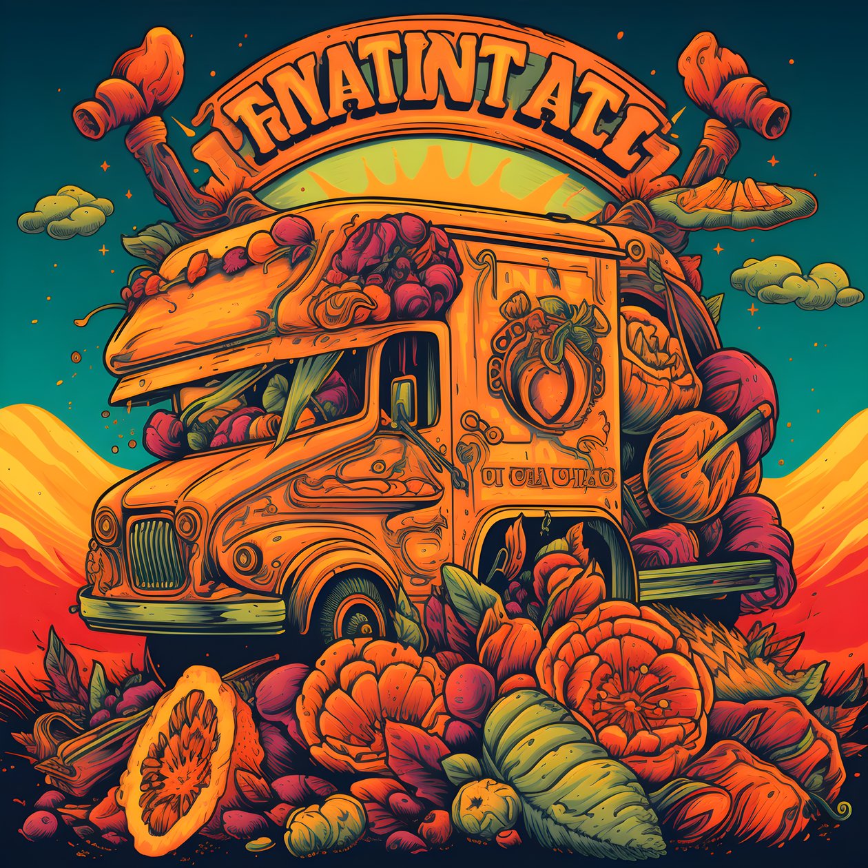 Artistic Event Poster for Food Trucks in a Skatepark in Northern California 4 by Kurt Heppke