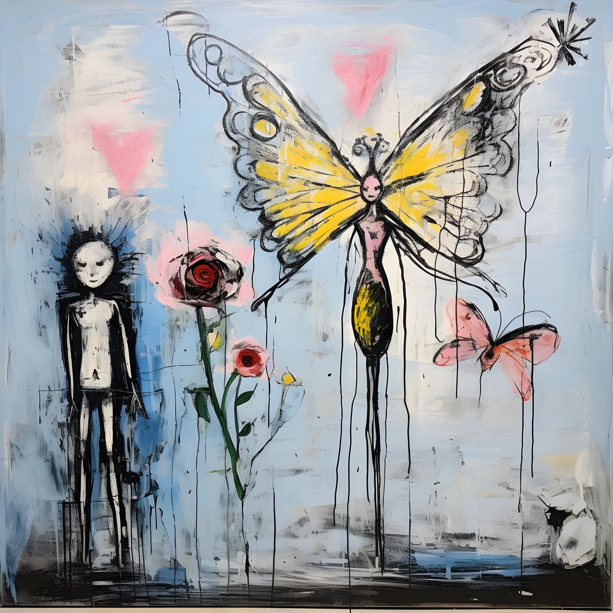 An Original Watercolor of an Angel Holding a Butterfly 4 by Kurt Heppke