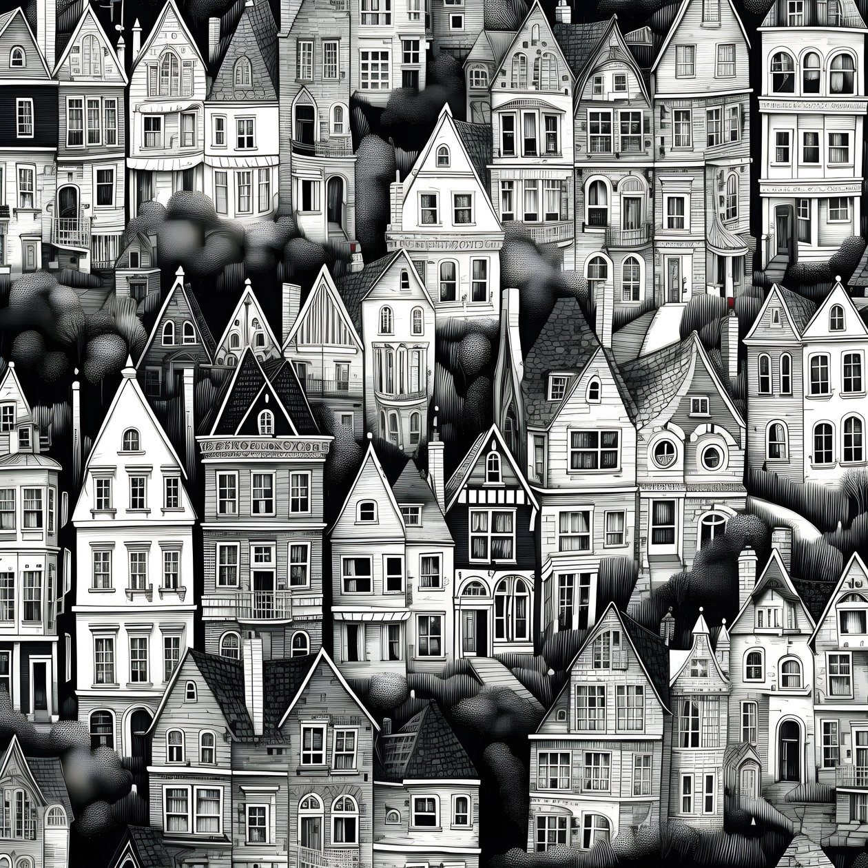 A Black and White Picture of Houses 3 by Kurt Heppke